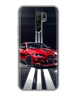 Чехол для Xiaomi Redmi 9 с картинкой «Красная BMW на дороге»