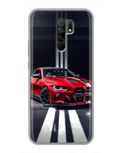 Чехол для Xiaomi Redmi 9 с картинкой «Красная BMW на дороге»