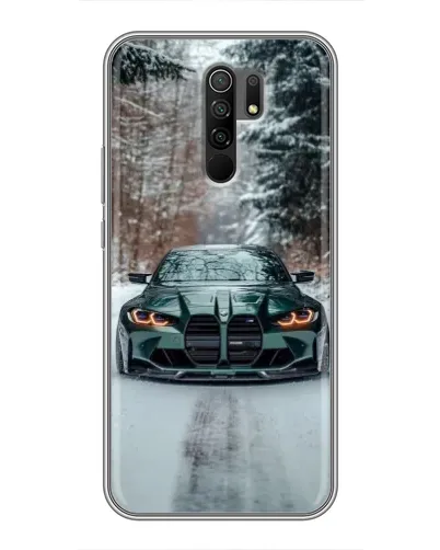 Чехол для Xiaomi Redmi 9 с картинкой «BMW в зимнем лесу»