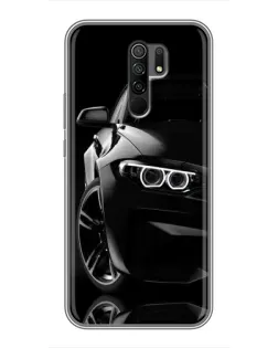 Чехол для Xiaomi Redmi 9 с картинкой «Черная BMW — профиль»