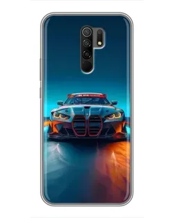 Чехол для Xiaomi Redmi 9 с картинкой «BMW — огни неона»