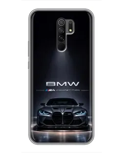 Чехол для Xiaomi Redmi 9 с картинкой «BMW сквозь ночной город»