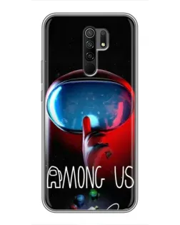 Чехол для Xiaomi Redmi 9 с картинкой «Красный импостер — макро»