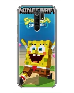 Чохол для Xiaomi Redmi 9 з картинкою «Губка Боб Minecraft»