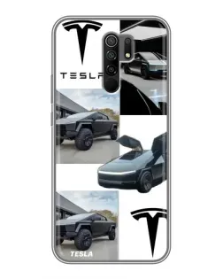 Чехол для Xiaomi Redmi 9 с картинкой «Коллаж Cybertruck Tesla»