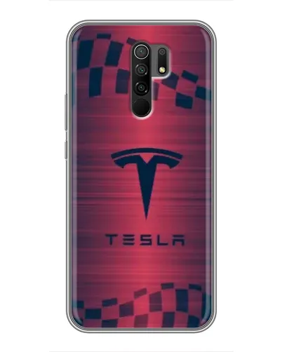 Чехол для Xiaomi Redmi 9 с картинкой «Тесла красный карбон»