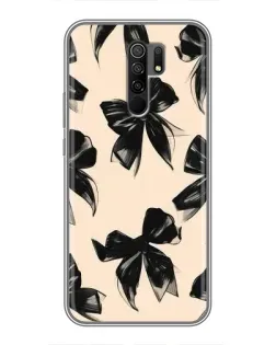 Чехол для Xiaomi Redmi 9 с картинкой «Паттерн черные банты»