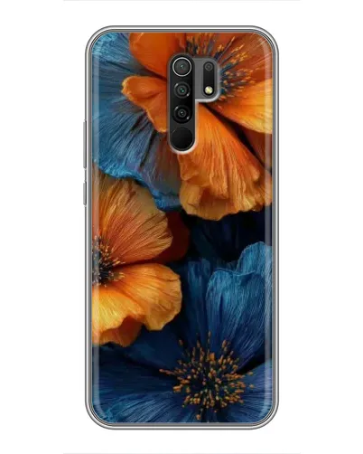 Чехол для Xiaomi Redmi 9 с картинкой «Яркая сине-оранжевая флора» Чехол для Xiaomi Redmi 9 с картинкой «Яркая сине-оранжевая флора»