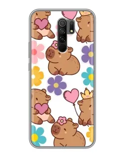 Чохол для Xiaomi Redmi 9 з картинкою «Квітковий паттерн капібар»
