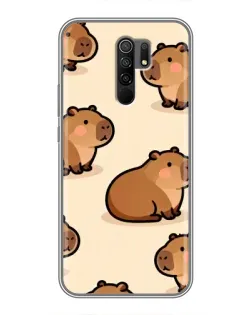 Чохол для Xiaomi Redmi 9 з картинкою «Паттерн милих капібар»