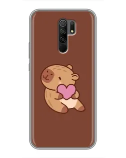 Чохол для Xiaomi Redmi 9 з картинкою «Капібара з серцем»