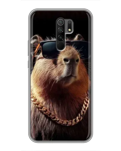 Чехол для Xiaomi Redmi 9 с картинкой «Капибара золотая цепь»