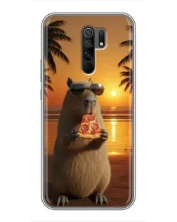 Чохол для Xiaomi Redmi 9 з картинкою «Капібара з піцою»