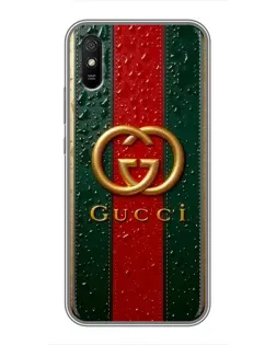 Чохол для Xiaomi Redmi 9A з картинкою «Gucci — фірмова смуга та золото»