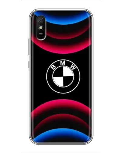Чехол для Xiaomi Redmi 9A с картинкой «Логотип BMW и неоновые дуги» Чехол для Xiaomi Redmi 9A с картинкой «Логотип BMW и неоновые дуги»