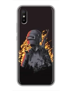 Чохол для Xiaomi Redmi 9A з картинкою «PUBG — вогняний силует»