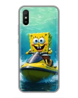 Чохол для Xiaomi Redmi 9A з картинкою «Спанч Боб на гідроциклі»