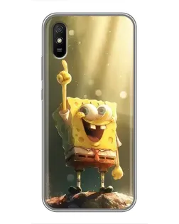 Чехол для Xiaomi Redmi 9A с картинкой «Сияющий Спанч Боб»