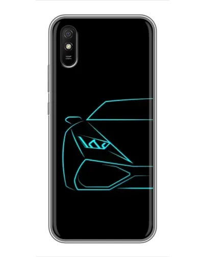 Чехол для Xiaomi Redmi 9A с картинкой «Голубой силуэт Lamborghini»