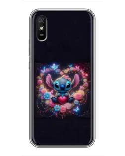 Чехол для Xiaomi Redmi 9A с картинкой «Stitch в цветах»