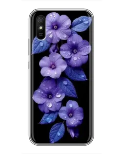 Чохол для Xiaomi Redmi 9A з картинкою «Фіолетові квіти з росою»