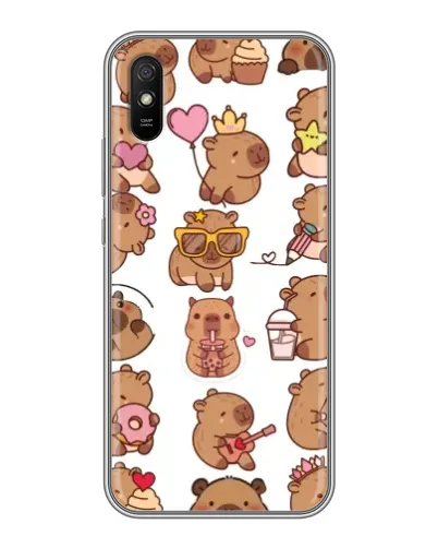 Чехол для Xiaomi Redmi 9A с картинкой «Стикерпак с капибарами» Чехол для Xiaomi Redmi 9A с картинкой «Стикерпак с капибарами»