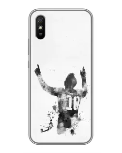 Чохол для Xiaomi Redmi 9A з картинкою «Чорно-білий силует Мессі»