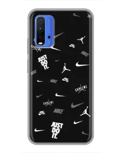Чехол для Xiaomi Redmi 9T с картинкой «Nike Black Pattern»