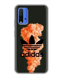 Чехол для Xiaomi Redmi 9T с картинкой «Оранжевый дым Adidas»