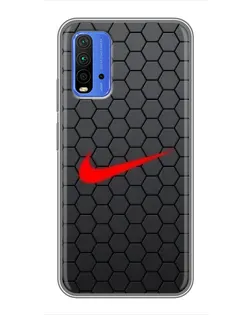 Чехол для Xiaomi Redmi 9T с картинкой «Nike — карбоновая сетка»