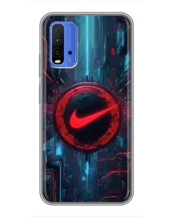 Чехол для Xiaomi Redmi 9T с картинкой «Техногенный стиль Nike»