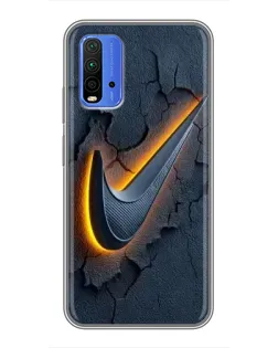 Чехол для Xiaomi Redmi 9T с картинкой «Объемный логотип Найк»