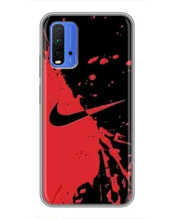 Чехол для Xiaomi Redmi 9T с картинкой «Красные брызги Nike» Чехол для Xiaomi Redmi 9T с картинкой «Красные брызги Nike»