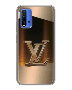 Чехол для Xiaomi Redmi 9T с картинкой «LV — золотое сияние»