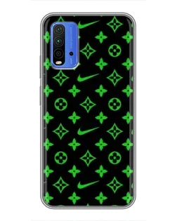 Чехол для Xiaomi Redmi 9T с картинкой «Неоновый принт LV»