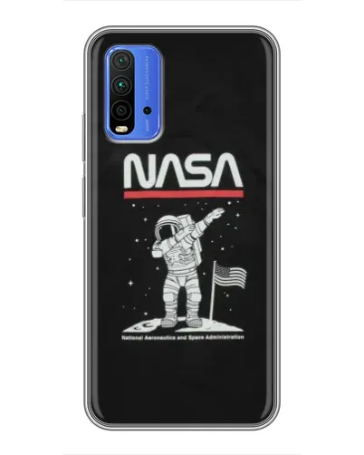 Чехол для Xiaomi Redmi 9T с картинкой «NASA — шагаем по Луне»