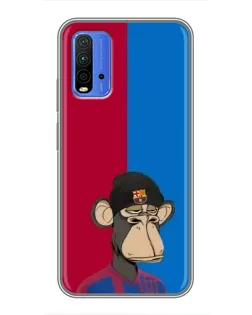 Чехол для Xiaomi Redmi 9T с картинкой «Bored Ape — фанат Барсы»
