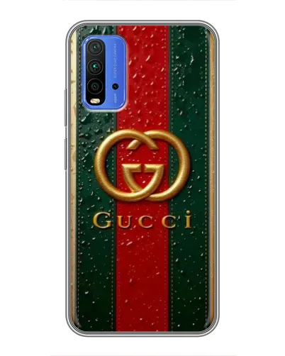 Чехол для Xiaomi Redmi 9T с картинкой «Gucci — фирменная полоса и золото» Чехол для Xiaomi Redmi 9T с картинкой «Gucci — фирменная полоса и золото»