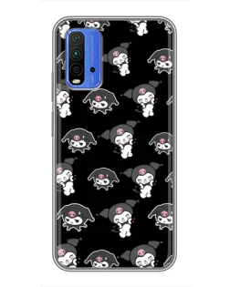 Чехол для Xiaomi Redmi 9T с картинкой «Черный паттерн Kuromi»