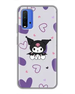 Чехол для Xiaomi Redmi 9T с картинкой «Kuromi и лавандовые сердца»