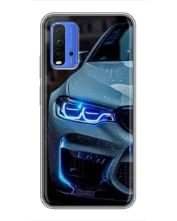 Чехол для Xiaomi Redmi 9T с картинкой «Взгляд BMW с синими фарами» Чехол для Xiaomi Redmi 9T с картинкой «Взгляд BMW с синими фарами»