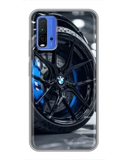 Чехол для Xiaomi Redmi 9T с картинкой «Колесо BMW вблизи»