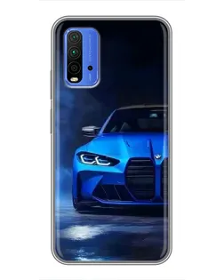 Чехол для Xiaomi Redmi 9T с картинкой «Голубая BMW M4»