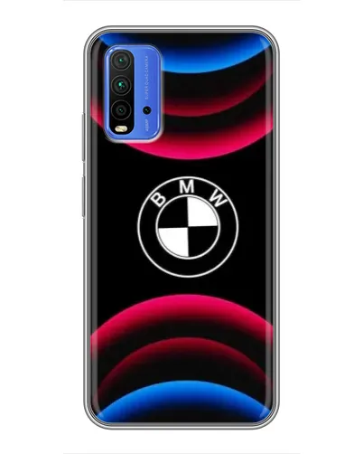 Чехол для Xiaomi Redmi 9T с картинкой «Логотип BMW и неоновые дуги» Чехол для Xiaomi Redmi 9T с картинкой «Логотип BMW и неоновые дуги»