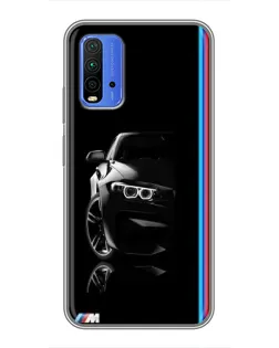 Чехол для Xiaomi Redmi 9T с картинкой «Силуэт BMW в темноте»