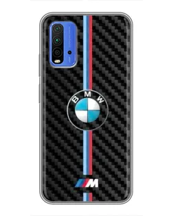 Чехол для Xiaomi Redmi 9T с картинкой «Эмблема BMW и карбон»