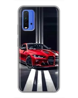 Чехол для Xiaomi Redmi 9T с картинкой «Красная BMW на дороге»