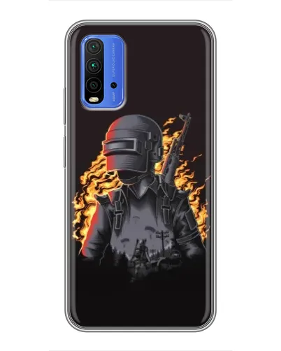 Чехол для Xiaomi Redmi 9T с картинкой «PUBG — огненный силуэт» Чехол для Xiaomi Redmi 9T с картинкой «PUBG — огненный силуэт»