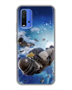 Чехол для Xiaomi Redmi 9T с картинкой «Десант PUBG — прыжок»