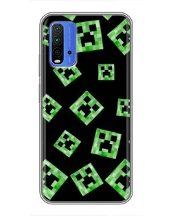 Чехол для Xiaomi Redmi 9T с картинкой «Паттерн с криперами»
